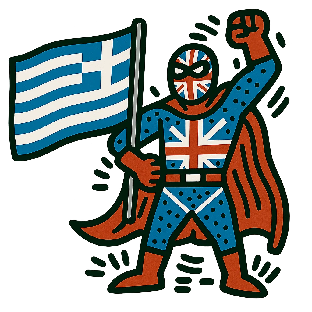 Greece character or flag for the Thessaloniki English speaking club