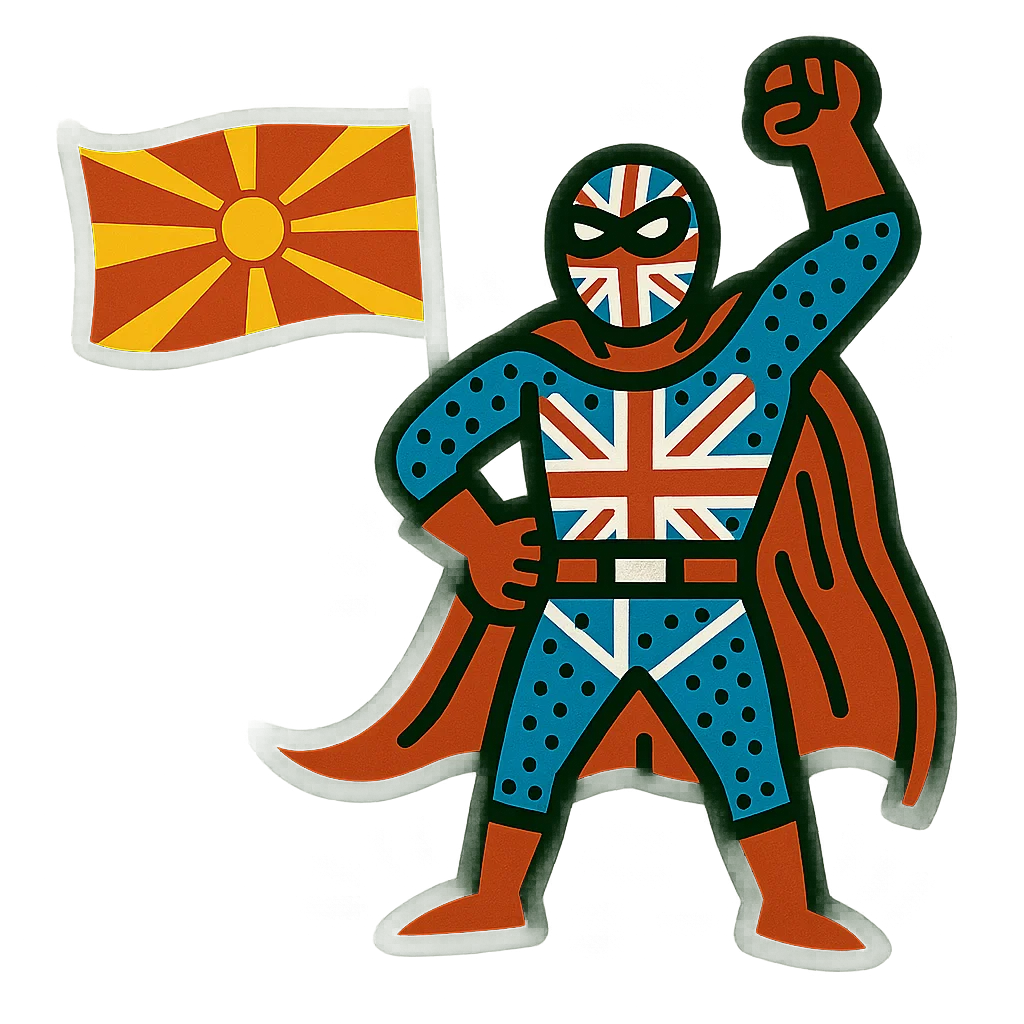 North Macedonia character or flag for the Skopje English speaking club